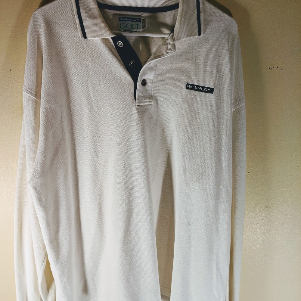 Vintage Reebok Long Sleeve Golf Polo Mens XL White
